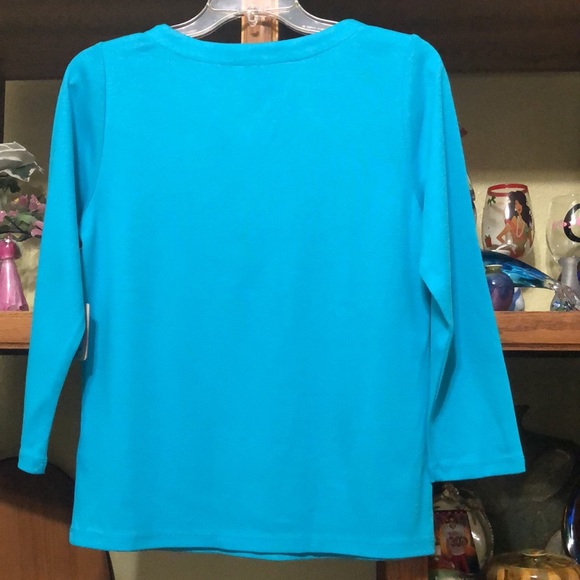 Ladies Rafaella Blue Top - Picture 2 of 9